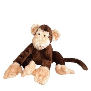 Applause Shaggy Monkey Zoo Brown Tan Plush Stuffed Beanbag Toy 20"